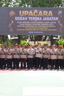 KAPOLRESTA SUMENEP PIMPIN  SERTIJAB PEJABAT UTAMA DAN KAPOLSEK ” JAGA INTEGRITAS, PROFESIONALISME DAN DEDIKASI “