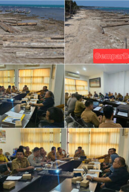 KSOP Kalianget Koordinasikan Penanganan Ratusan Kayu Gelondongan yang Terdampar Di Dungkek